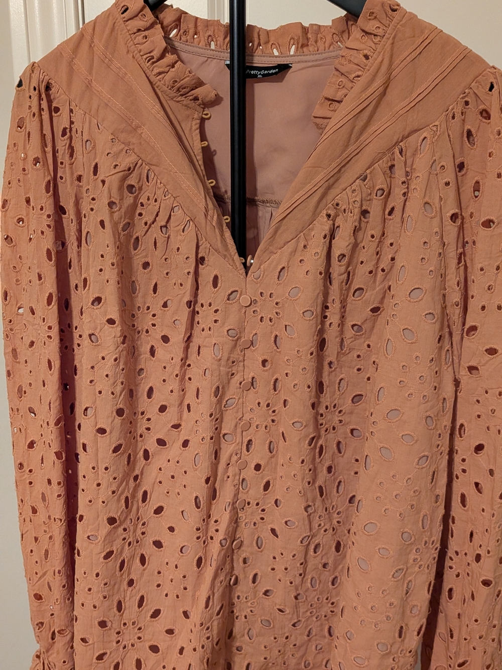 Eyelet V-Neck Blouse in Mustard